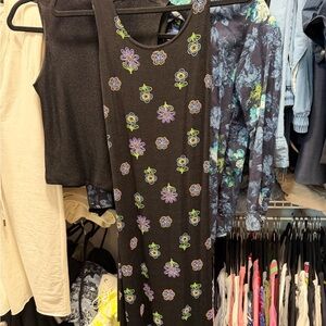 Floral Patterned Black Dress